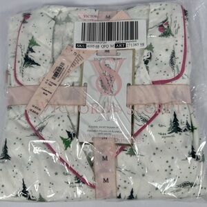 Victoria's Secret White Pajama Set with Pink Trim